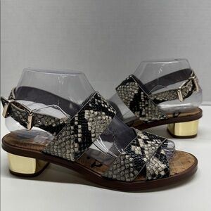 Sam Edelman Teena Sandals Open Toe Strappy Vegan Leather Shoes Snake Print 7